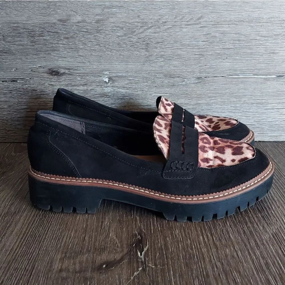 Jellypop Paris Chunky Lug Sole Leopard Print Loafers Size 9